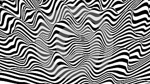 Hallucination. Optical illusion. Twisted illustration. Abstract futuristic background of stripes. Dynamic wave. Vector