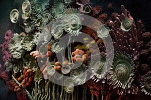 hallucinogenic plant-inspired art piece incorporating unique mediums and textures photo