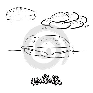 Hallulla food sketch separated on white photo