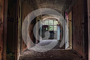 Hallway from an abandoned mental institution photo