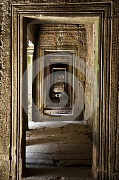 A Hallway at Cambodia's Angkor Thom temple complex