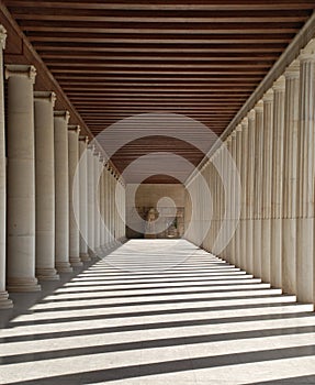 Hallway and columns in Athens, Greece