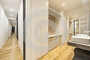 Hallway in home with oak and white wood in vacation rental apartment