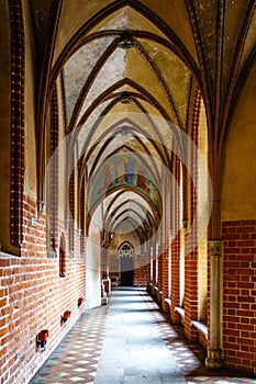 Hallway inside of the Malbork castle in Malbork, Poland