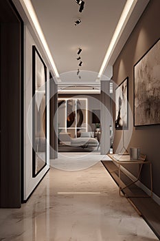 Hallway interior in modern luxury house or hotel
