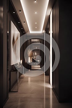 Hallway interior in modern luxury house or hotel