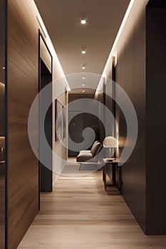 Hallway interior in modern luxury house or hotel