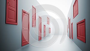 Hallway with many doors