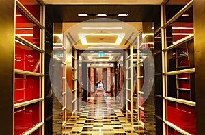 The hallway at modern luxury hotel