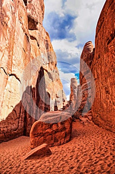 In the Hallway of Sand Dune Arch