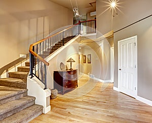 Hallway with staircase in luxury house photo