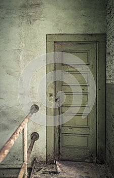 Hallway and stairwell in an abandoned factory