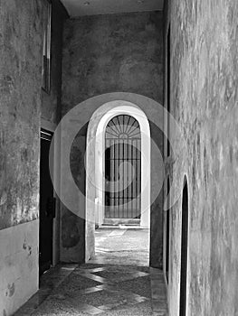 Hallways, walls, doors and arches photo