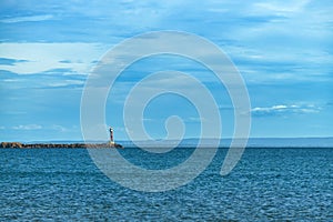Halmstad lighthouse at Kattegat sea in Sweden