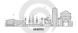 Halmstad skyline Halland Swedish vector line art