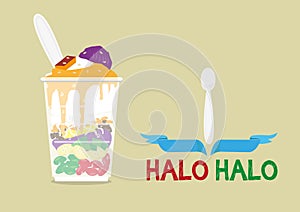 Halo-Halo loosely means Mixture is a popular icy dessert in the Philippines with a lot of ingredients mixed for a delicious sweet photo