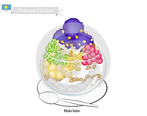 Halo Halo or Palauan Shaved Ice with Milk and Fruits