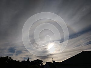 A Halo projected onto Cirrus Clouds photo