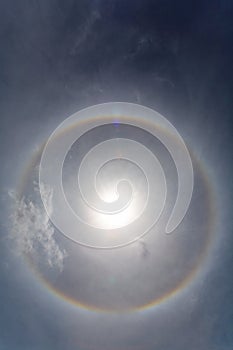 Halo in the sky around the equatorial sun