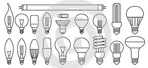 Halogen bulb line vector set icon. Illustration of isolated line icon halogen of light lamp. Isolated set electric and