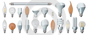 Halogen bulb realistic vector set icon. Illustration of isolated realistic icon halogen of light lamp. Isolated set