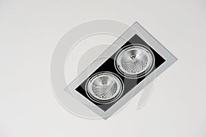 Halogen ceiling light isolated on white background.