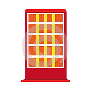 Halogen electric heater red appliance vector icon. Warm glowing floor lamp radiator isolated white
