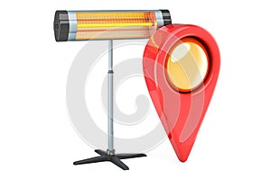 Halogen or infrared heater with map pointer. 3D rendering