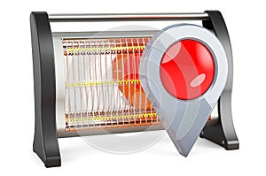 Halogen or infrared heater with map pointer. 3D rendering
