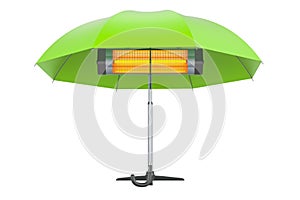 Halogen or infrared heater under umbrella, 3D rendering