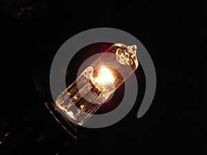 Halogen light bulb burning