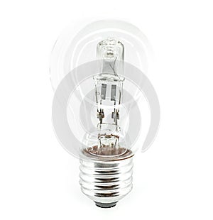 Halogen light bulb on a white background