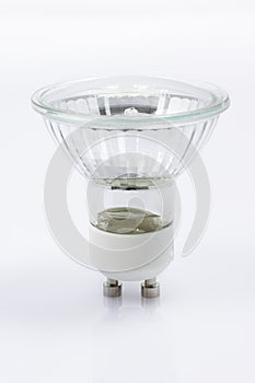 Halogen light bulb on a white background