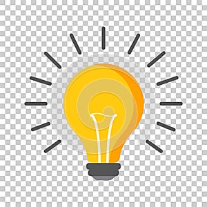 Halogen lightbulb icon. Light bulb sign. Electricity and idea symbol. Icon on isolated background. Flat vector illustration.
