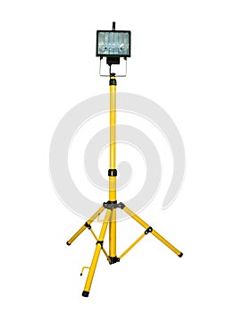 Halogen projector mounted on a tripod