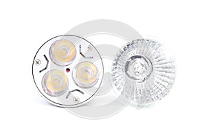 Halogen spot light bulb vs LED energy saving bulb