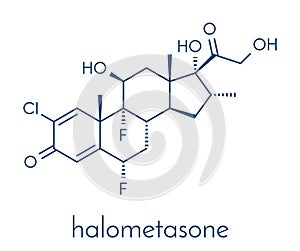 Halometasone topical corticosteroid drug molecule. Skeletal formula.