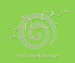 Halometasone topical corticosteroid drug molecule. Skeletal formula.