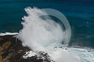 Halona Blow Hole Beach on Oahu, Hawaii