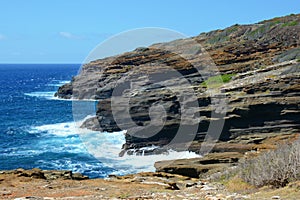 Halona Blowhole Seascape - Oahu Island Hawaii