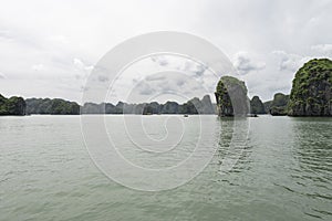 Halong bay Karst landforms in the sea, UNESCO World Heritage Site in Vietnam