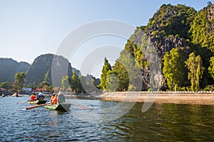 Halong Bay on land tourist attraction in Tam Coc, Vietnam. Asian, Ninh Bin