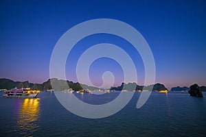 Halong bay and pretty cruise ships