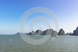 Halong Bay A UNESCO World Heritage Site in Vietnams Quang Ninh Province, a popular tourist destination. photo