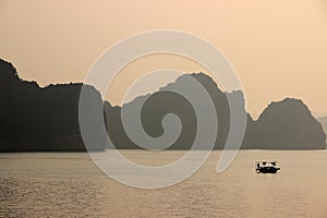 Halong Bay, Vietnam at sunset