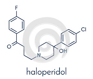 Haloperidol antipsychotic neuroleptic drug molecule. Skeletal formula.