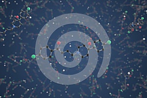 Haloperidol molecule. Ball-and-stick molecular model. Chemistry related 3d rendering