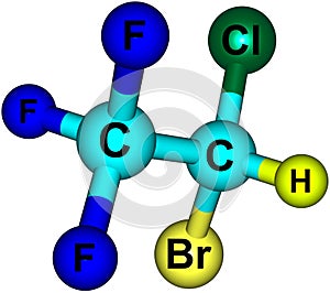 Halothane molecular structure isolated on white photo