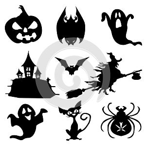 Haloween icons set in black