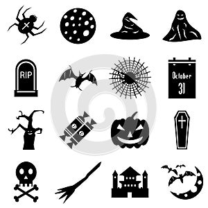 Haloween icons set, simple style